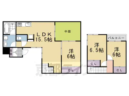 阪急電鉄嵐山線 上桂駅 徒歩3分 2階建 築17年(3LDK/1階)の間取り写真