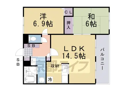 エルパティオ桂南(2LDK/3階)の間取り写真
