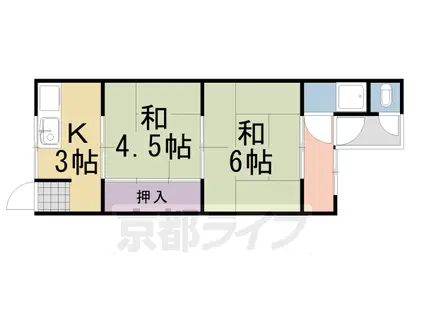 阪急電鉄京都線 桂駅 徒歩9分 2階建 築54年(2K/2階)の間取り写真