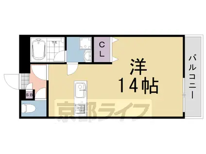 阪急電鉄京都線 桂駅 徒歩27分 5階建 築16年(1K/4階)の間取り写真