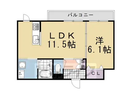 阪急電鉄京都線 桂駅 徒歩7分 3階建 築8年(1LDK/1階)の間取り写真