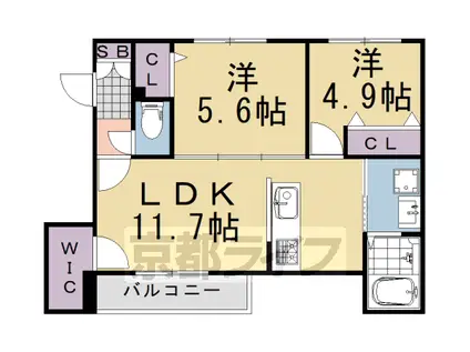 ベレオ 桂(2LDK/2階)の間取り写真