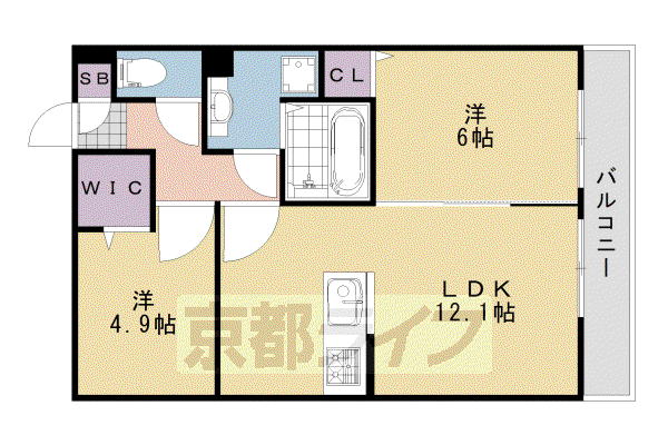 阪急電鉄嵐山線 上桂駅 徒歩13分 2階建 築9年(2LDK/2階)の間取り写真