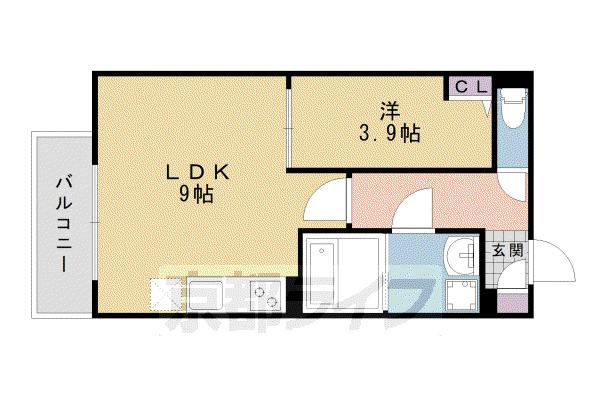 阪急電鉄嵐山線 上桂駅 徒歩4分 3階建 築8年(1LDK/2階)の間取り写真