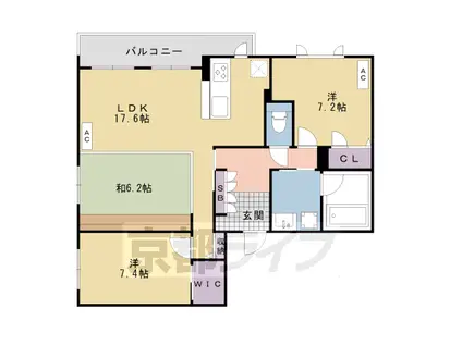阪急電鉄嵐山線 上桂駅 徒歩7分 2階建 築7年(3LDK/1階)の間取り写真