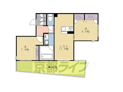 シャーメゾン かじか(2LDK/1階)の間取り写真