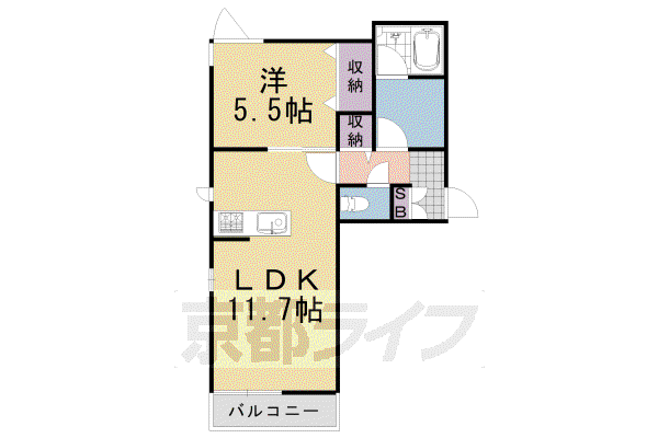 阪急電鉄京都線 桂駅 徒歩12分 3階建 築8年(1LDK/3階)の間取り写真