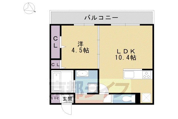 阪急電鉄京都線 桂駅 徒歩11分 3階建 築7年(1LDK/1階)の間取り写真