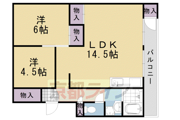 浅田マンション(2LDK/4階)の間取り写真