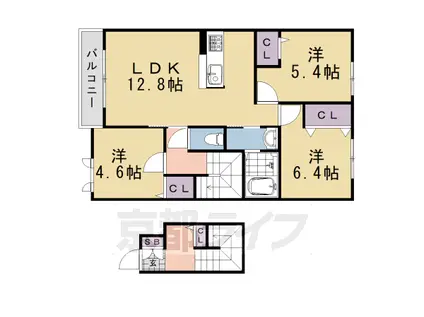 シャーメゾン園部(3LDK/2階)の間取り写真