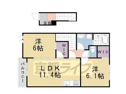 ジェルメ園部Ⅱ(2LDK/2階)の間取り写真