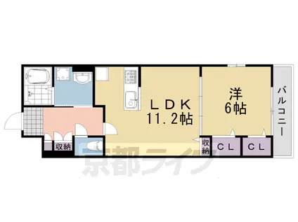 東海道本線 桂川駅(京都) 徒歩10分 3階建 築6年(1LDK/3階)の間取り写真
