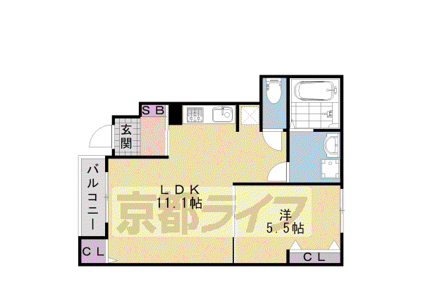 東海道本線 桂川駅(京都) 徒歩10分 2階建 築6年(1LDK/1階)の間取り写真