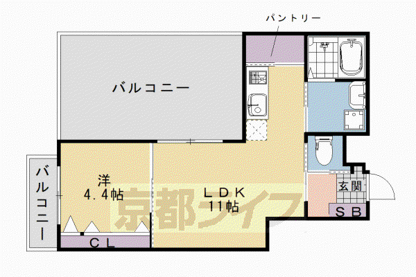 東海道本線 向日町駅 徒歩7分 4階建 築6年(1LDK/4階)の間取り写真