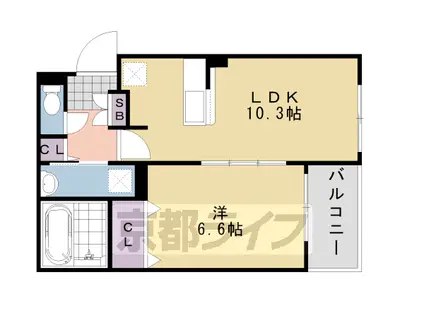 カーサデルソーレ2(1LDK/1階)の間取り写真