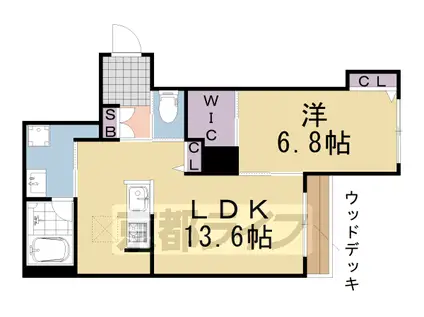 東海道本線 桂川駅(京都) 徒歩4分 3階建 築5年(1LDK/1階)の間取り写真