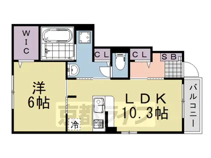 山陰本線 園部駅 徒歩37分 2階建 築5年(1LDK/1階)の間取り写真