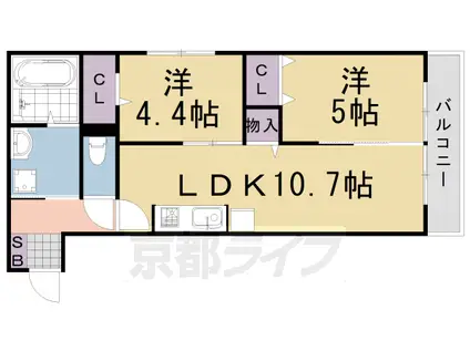 D-ROOMエスポワール(2LDK/1階)の間取り写真