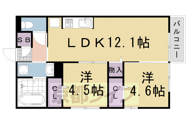 D-ROOMエスポワール(2LDK/2階)の間取り写真