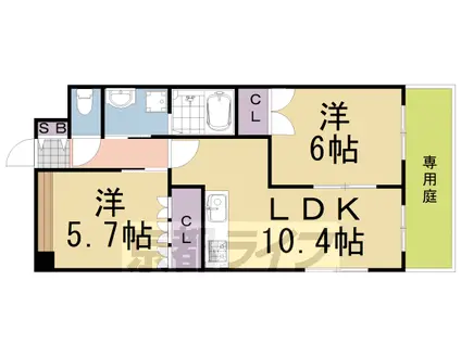 メゾン水無月(2LDK/1階)の間取り写真