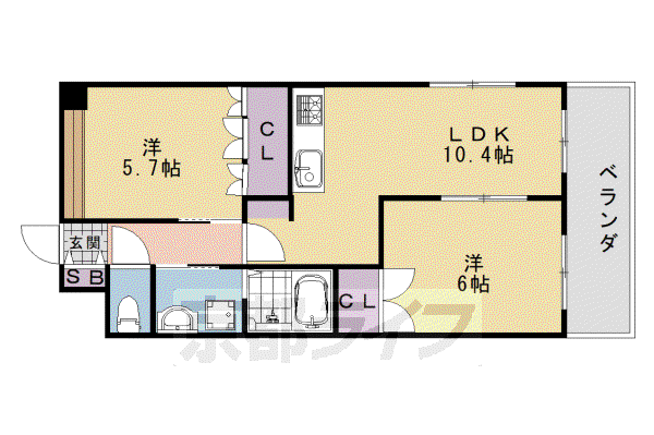 メゾン水無月(2LDK/1階)の間取り写真