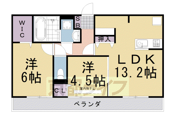 エスポワ鹿草(2LDK/1階)の間取り写真