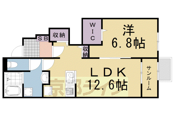 オーブ荒塚(1LDK/1階)の間取り写真