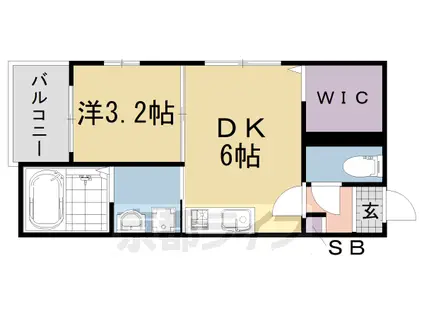京都市烏丸線 十条駅(京都市営) 徒歩10分 3階建 築5年(1DK/2階)の間取り写真