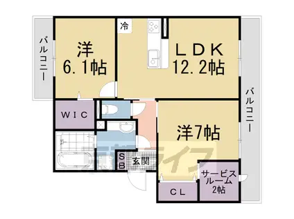 京都市東西線 御陵駅 徒歩11分 3階建 築5年(2SLDK/2階)の間取り写真