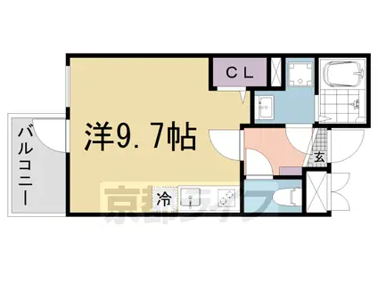 京都市東西線 椥辻駅 徒歩6分 3階建 築4年(ワンルーム/3階)の間取り写真