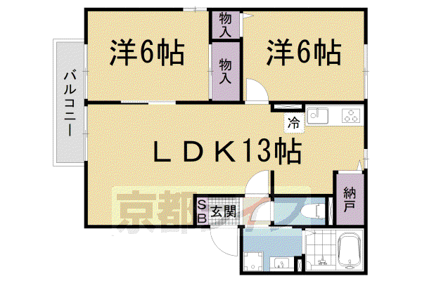 メルベーユF(2LDK/2階)の間取り写真