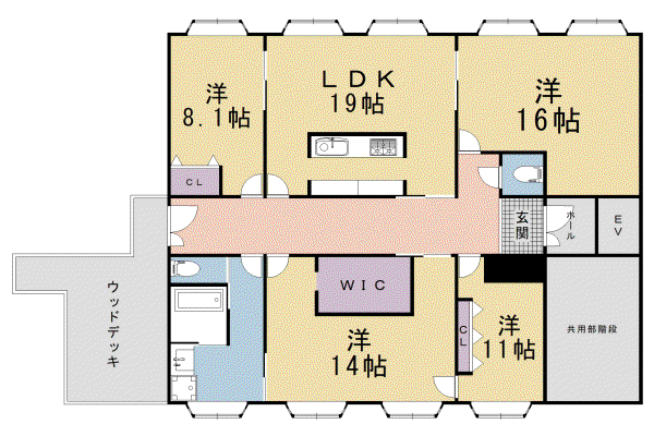 京阪電気鉄道鴨東線 出町柳駅 徒歩7分 3階建 築42年(4LDK/3階)の間取り写真