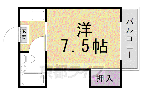 京都市烏丸線 北大路駅 徒歩20分 2階建 築62年(1K/1階)の間取り写真