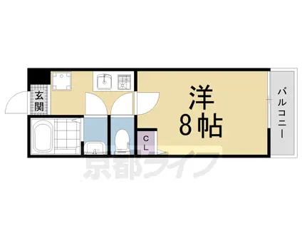 京都市烏丸線 今出川駅 徒歩18分 3階建 築4年(1K/3階)の間取り写真