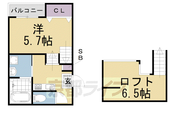 京阪電気鉄道京阪線 淀駅 徒歩7分 2階建 築5年(1K/2階)の間取り写真