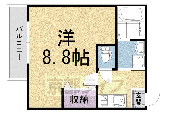 京阪電気鉄道京阪線 墨染駅 徒歩6分 3階建 築4年(1K/2階)の間取り写真