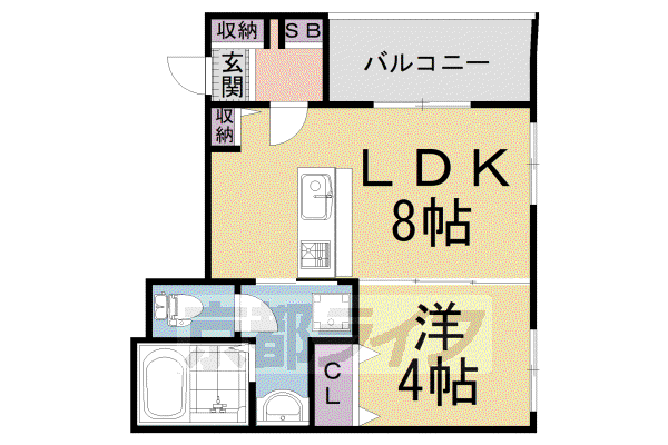 京阪電気鉄道京阪線 中書島駅 徒歩9分 3階建 築4年(1LDK/2階)の間取り写真