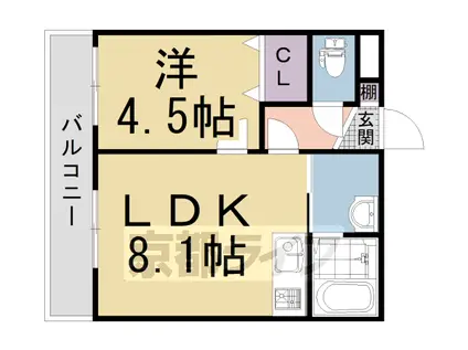 京阪電気鉄道京阪線 伏見桃山駅 徒歩8分 3階建 築4年(1LDK/1階)の間取り写真