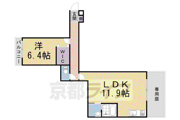 桃山HATCH(1LDK/1階)の間取り写真