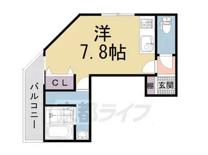 京阪電気鉄道京阪線 伏見桃山駅 徒歩8分 3階建 築4年(ワンルーム/3階)の間取り写真