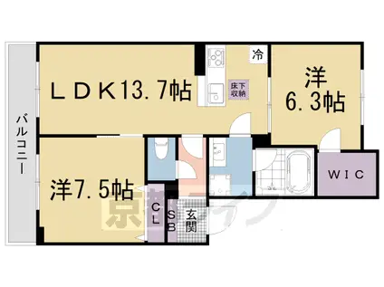 京都市東西線 東野駅(京都) 徒歩3分 3階建 築4年(2LDK/1階)の間取り写真