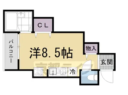 京都市東西線 石田駅(京都市営) 徒歩5分 3階建 築4年(ワンルーム/2階)の間取り写真