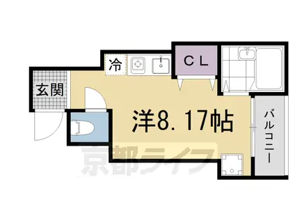 京都市東西線 石田駅(京都市営) 徒歩5分 3階建 築4年(ワンルーム/1階)の間取り写真