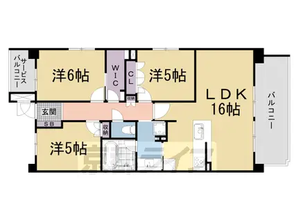 シャリエ京都山科(3LDK/2階)の間取り写真