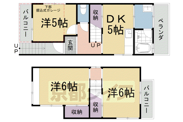京都市東西線 石田駅(京都市営) 徒歩3分 2階建 築51年(3DK)の間取り写真