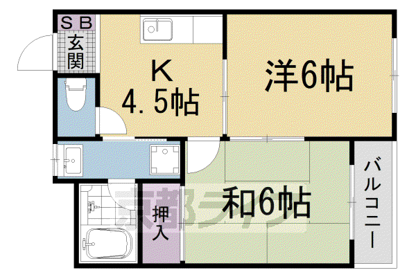 ヴェルデ比叡山(2K/3階)の間取り写真