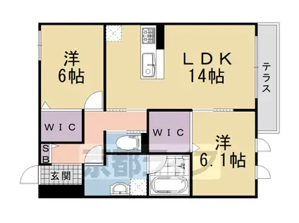 阪急電鉄京都線 長岡天神駅 徒歩6分 3階建 築6年(2LDK/3階)の間取り写真