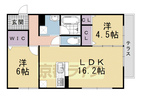 セジュールオッツGT長岡京(2LDK/3階)の間取り写真