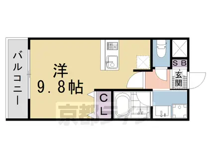 近鉄京都線 伏見駅(京都) 徒歩3分 5階建 築6年(1K/4階)の間取り写真