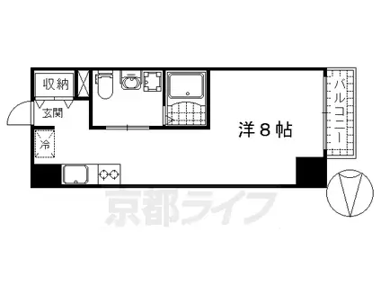 京阪電気鉄道京阪線 藤森駅 徒歩5分 7階建 築6年(1K/1階)の間取り写真